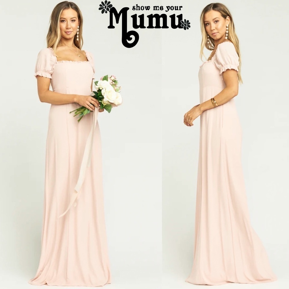 Show Me Your MuMu Brittany Maxi Dress Square Neck Blush Prom Bridesmaid Wedding